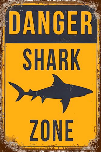 Retro blechschild danger shark - danger,